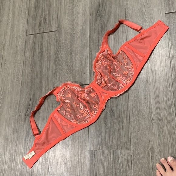 Soma Sensuous Lace Unlined Coral Underwire Bra     size 38G - Picture 5 of 8
